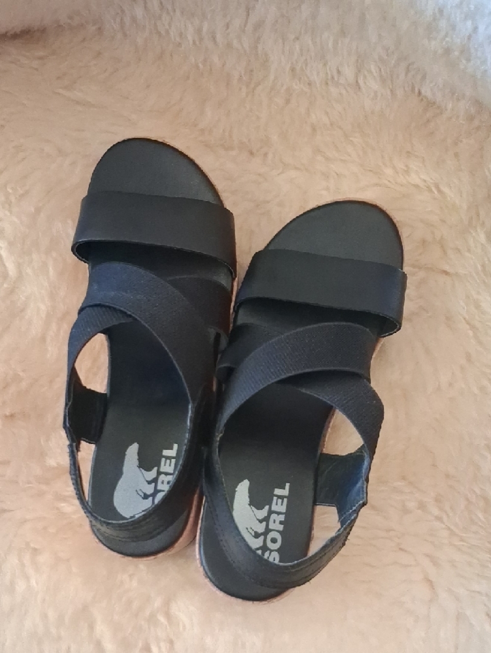 Cameron Sorel Black Cork Flatform Slingback Sandals Size 6.5 - Picture 5 of 6